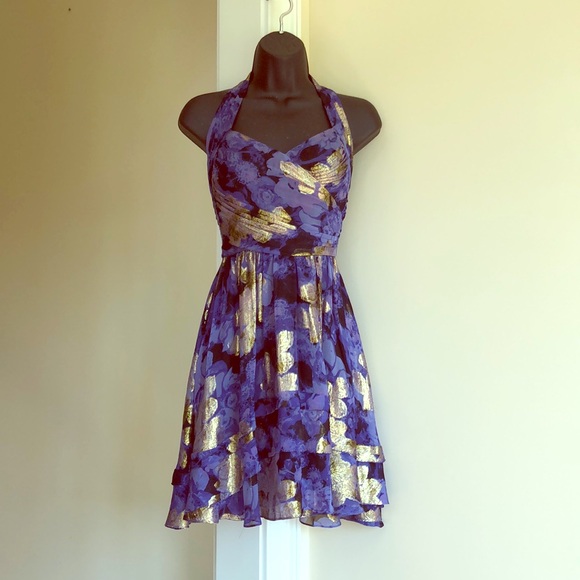 Nicole Miller Dresses & Skirts - NICOLE MILLER size 4 cocktail dress gold purple